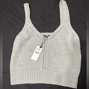 Express Pastel Blue V‑Neck Knit Tank